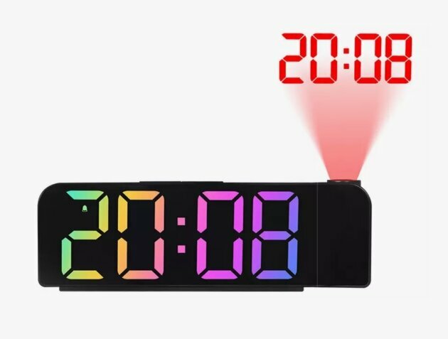Часы электронные настольные с будильником, термометром и проектором USB — фото 1