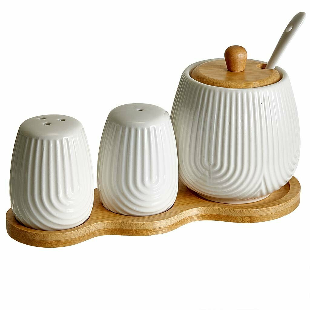 Набор для специй с сахарницей на бамбуковой подставке Alpenkok AK5 0013