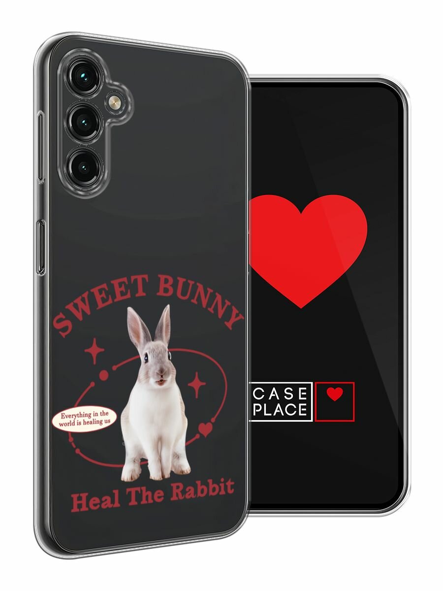 Чехол на Samsung Galaxy A14 4G / Галакси A14 4G с принтом "Heal the rabbit", прозрачный — фото 1