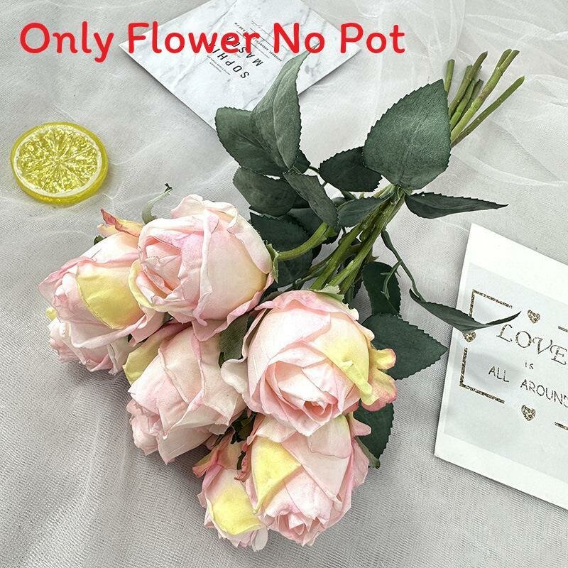 Букет свадебная роза ручной сборки из шелковой ткани для фотосессии и украшения мероприятий светло-розовый