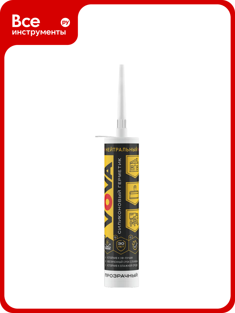 Нейтральный силиконовый герметик VOVA 280 мл прозрачный VO-0009/474/310