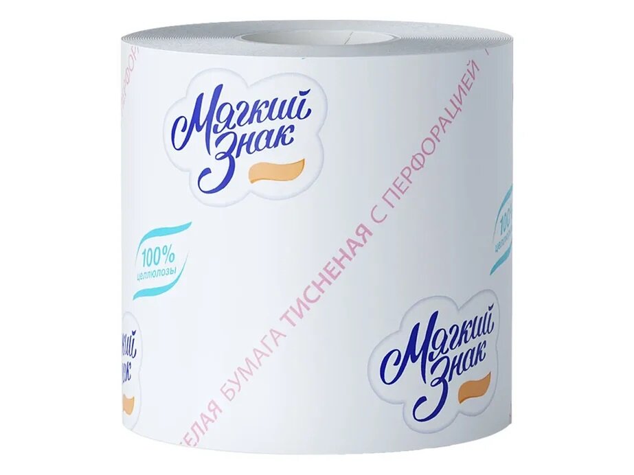 Бумага туалетная мягкий знак 1 шт 1-слойные 408 листов без аромата
