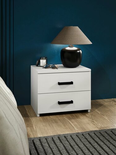 Изображение товара Тумба Парма-2 белый с 2 ящиками, прикроватная, для прихожей, под стол, в коридор, в спальню, офисная