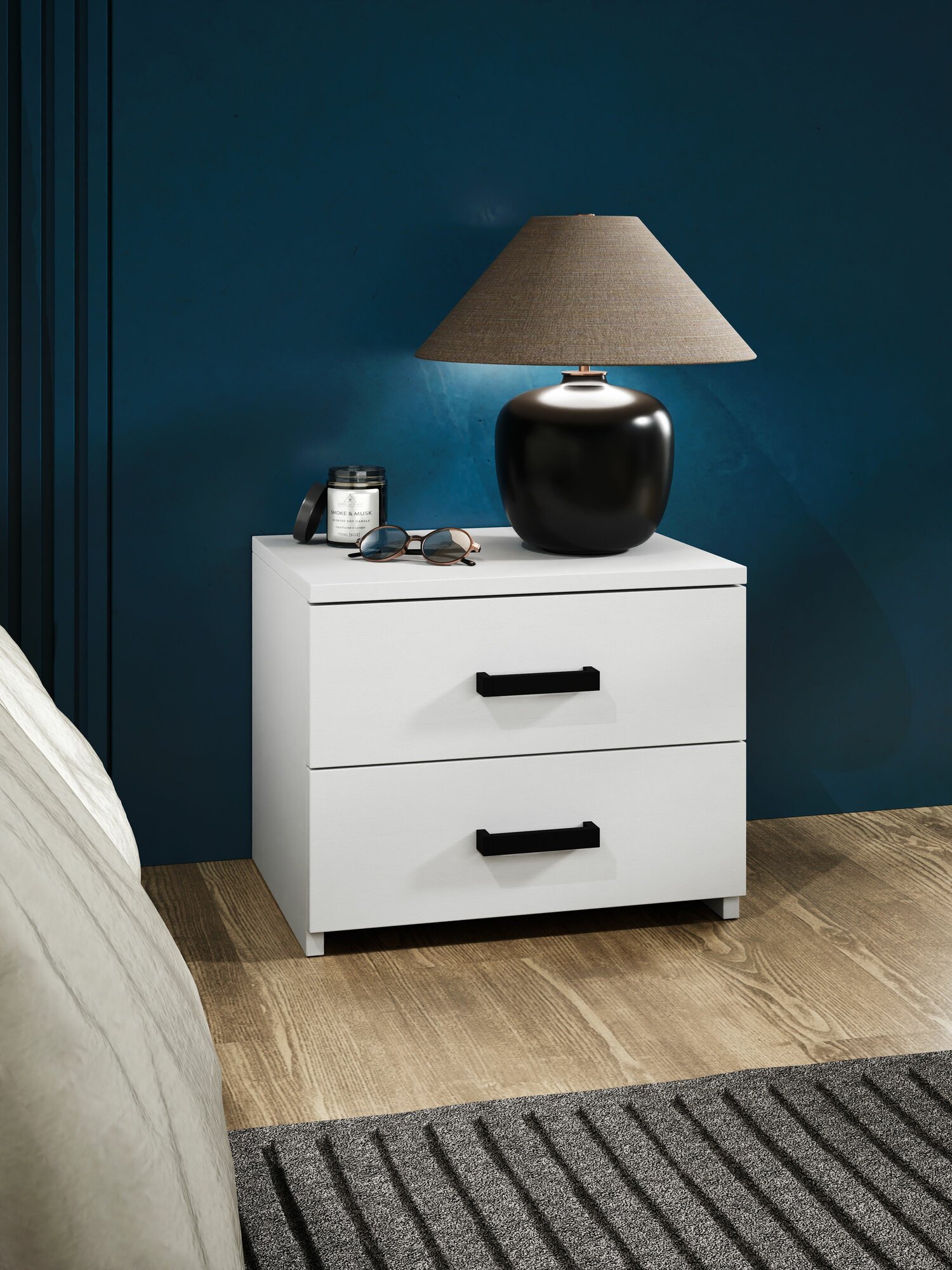 Тумба Парма-2 белый с 2 ящиками прикроватная для прихожей под стол в коридор в спальню офисная