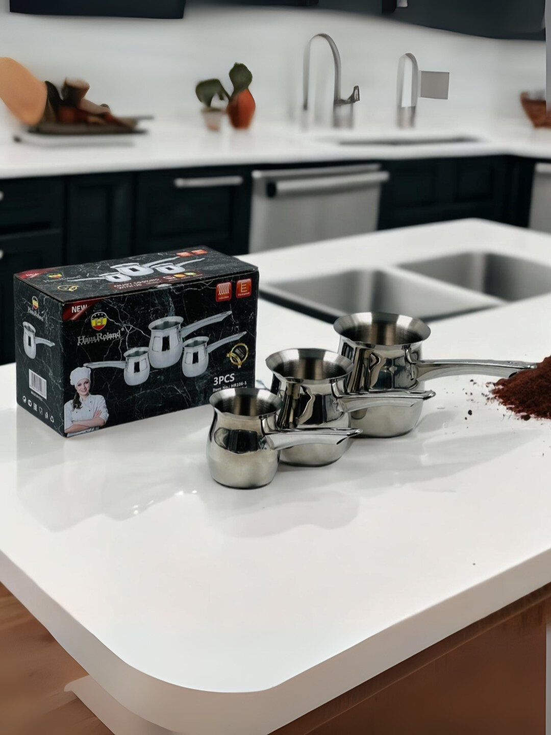 Набор турок из нержавеющей стали, 3 шт, для приготовления кофе