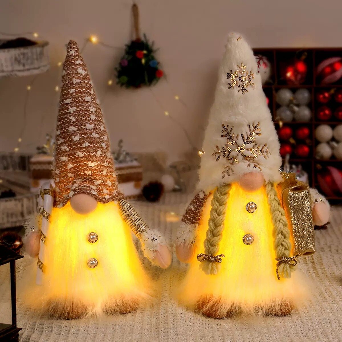 Новогодние светящиеся Гномы 2шт. \подарок под елку\новогодний гном\гномики\гном с подсветкой