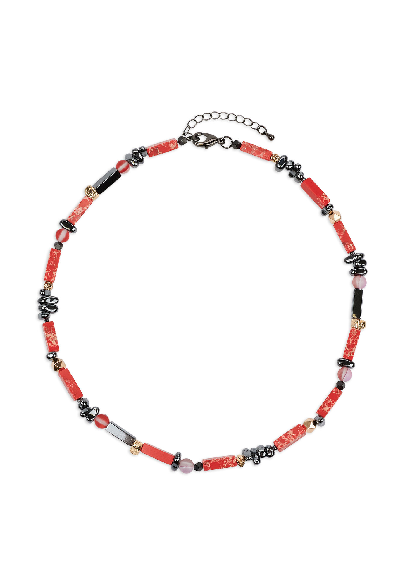 Чокер YAROSLAVNA, варисцит, циркон, гематит, длина 42 см, черный, красный — фото 1