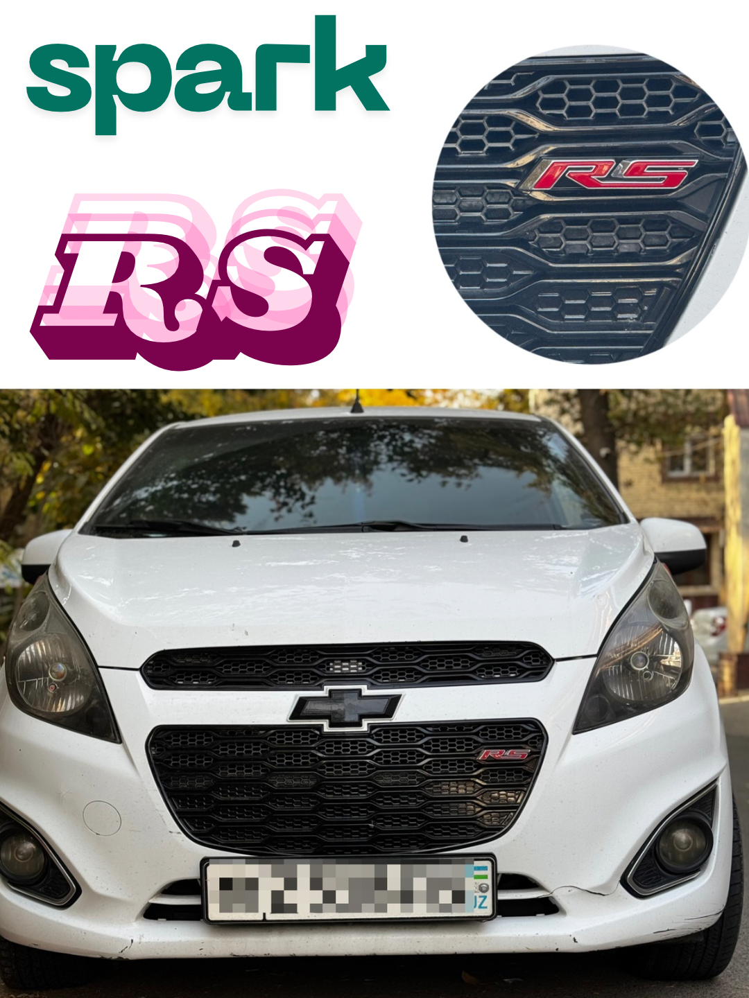 Облицовка решетка бампера тюнинг SPARK в стиле RS - BLACK PIANO комплект 2 шт