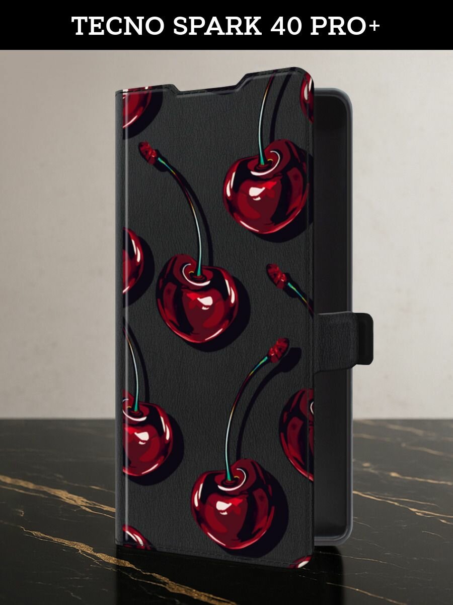 Чехол-книжка на Tecno Spark 40 Pro Plus (Текно Спарк 40 Про Плюс) с картой и принтом 