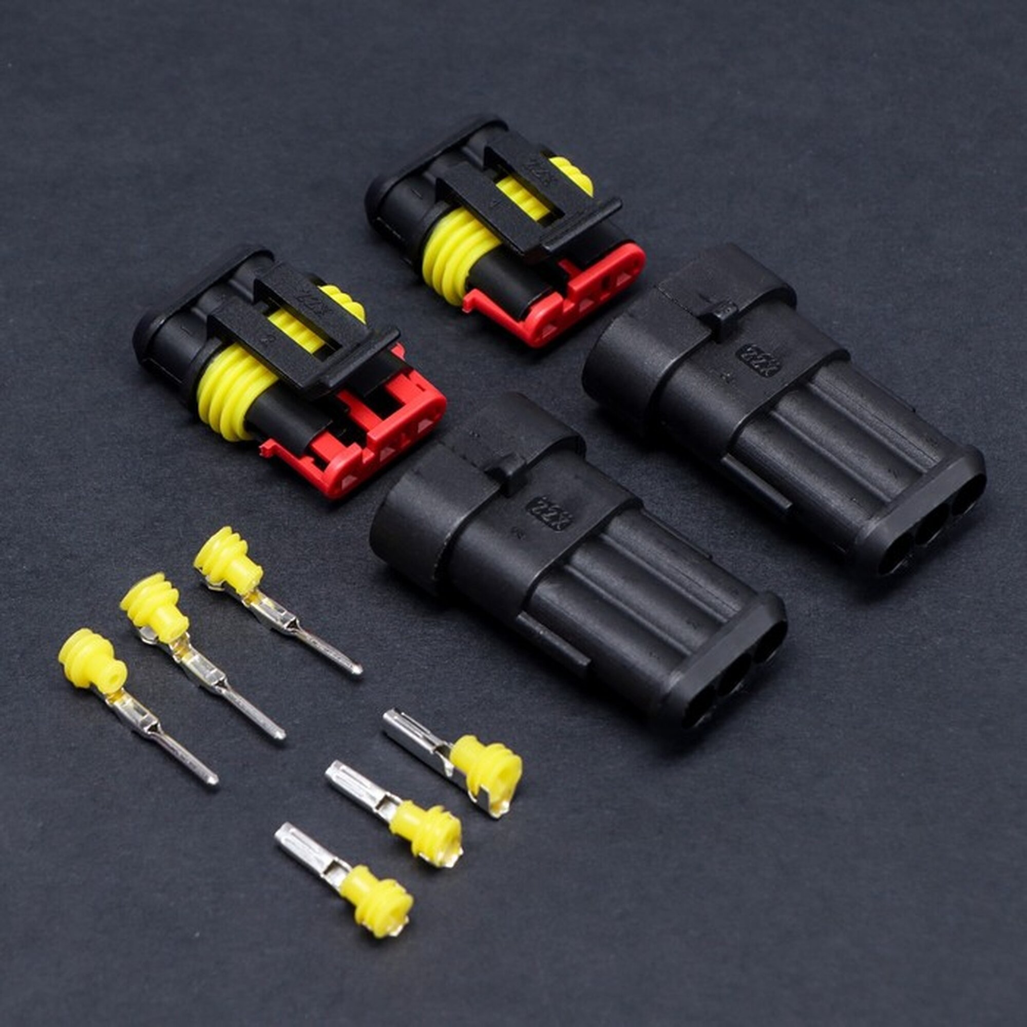 Разъем автомобильный герметичный штекер-гнездо DJ7031-1.5-11/21 3 контакта набор 2 шт