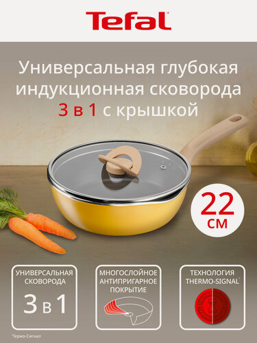 Изображение товара Сковорода Tefal One Pick Pot Pan 22 см, с антипригарным покрытием, для газовых, электрических и индукционных плит
