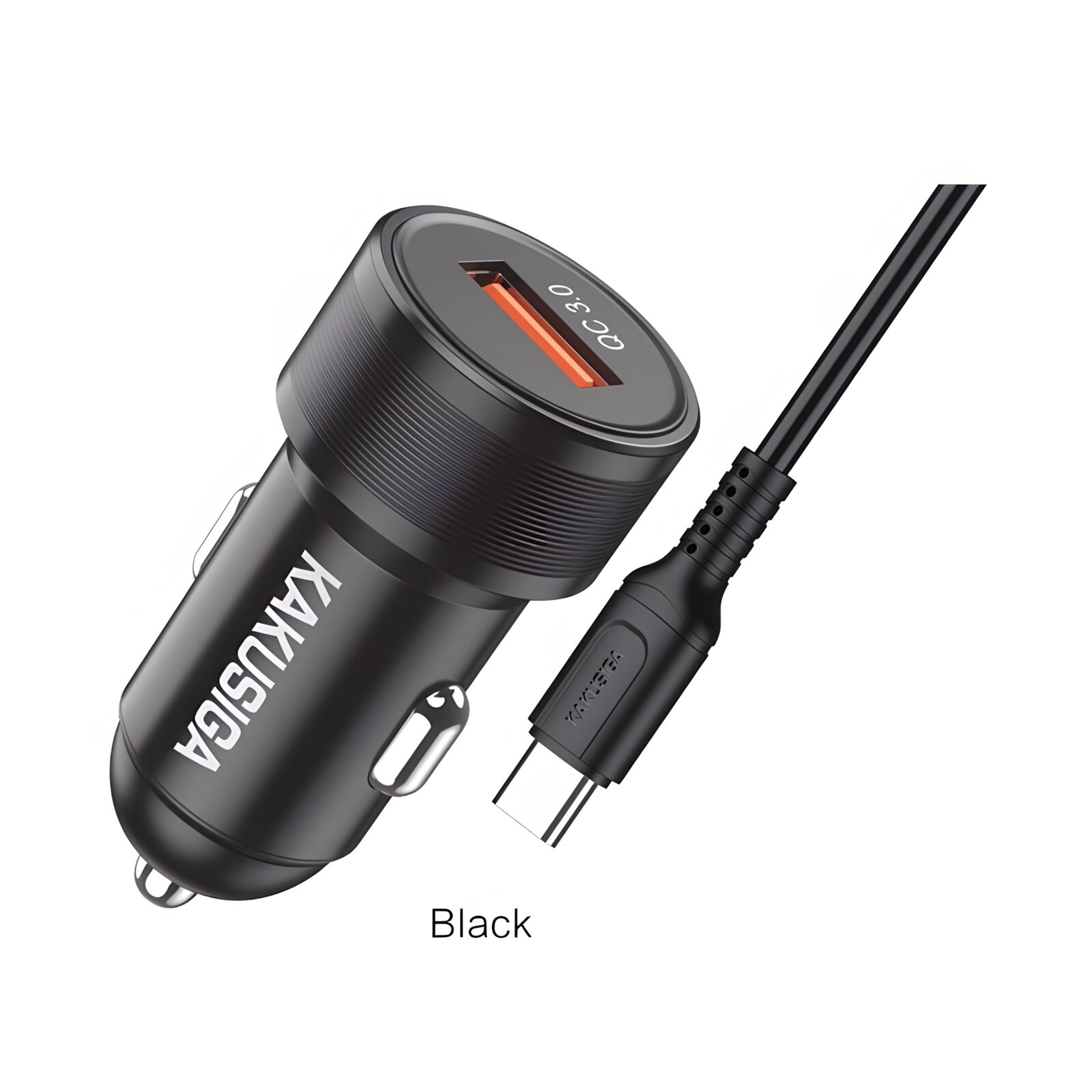 Автомобильный зарядник KAKUSIGA KSC-860 Type-c черный с быстрой зарядкой и компактным дизайном