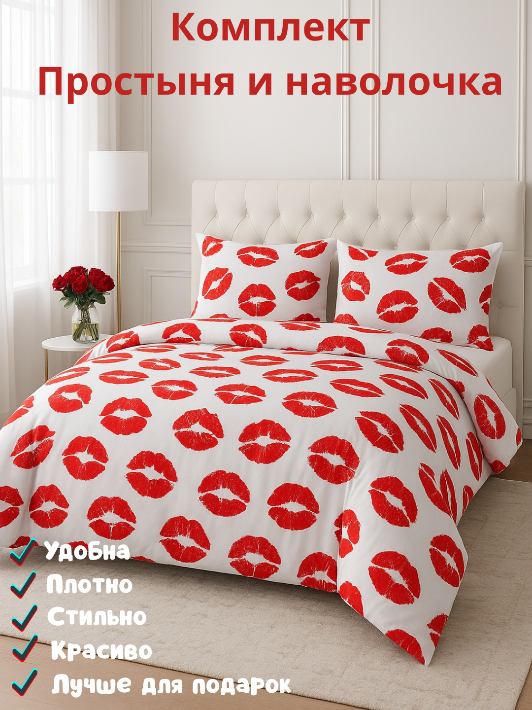 Постельное белья "Простыня и наволочка" размер евро стандарт