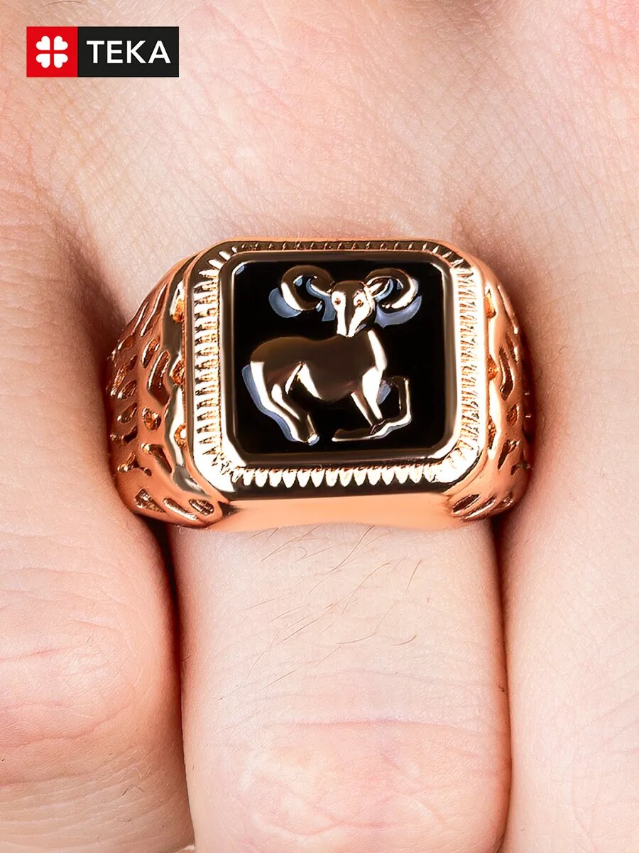 Печатка TEKA, эмаль, размер 20, черный, золотой — фото 1