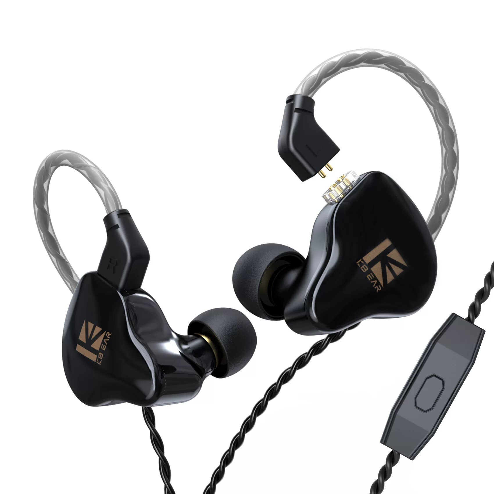 KBEAR KS1 Высокопроизводительные HIFI наушники - Черные с микрофоном