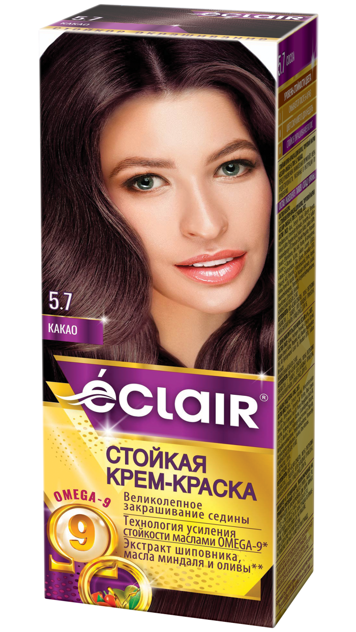 Крем-краска ECLAIR-Omega 5,7 "Какао", с добавлением масел Омега-9, 100 мл,