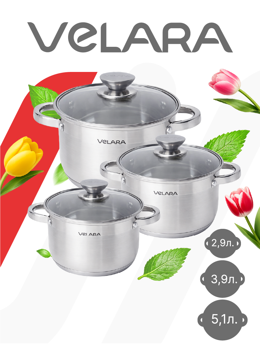 Набор кастрюль из нержавеющей стали с толстым дном, с крышками, для всех типов плит, включая индукционные