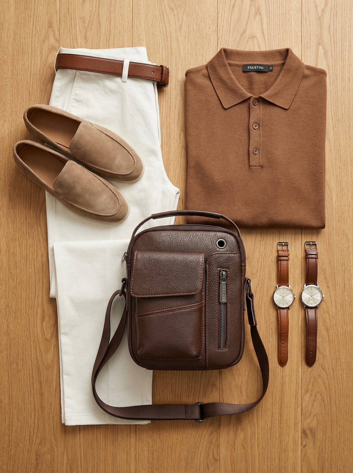 Сумка FAUSTINI, фактура гладкая, коричневый — фото 1