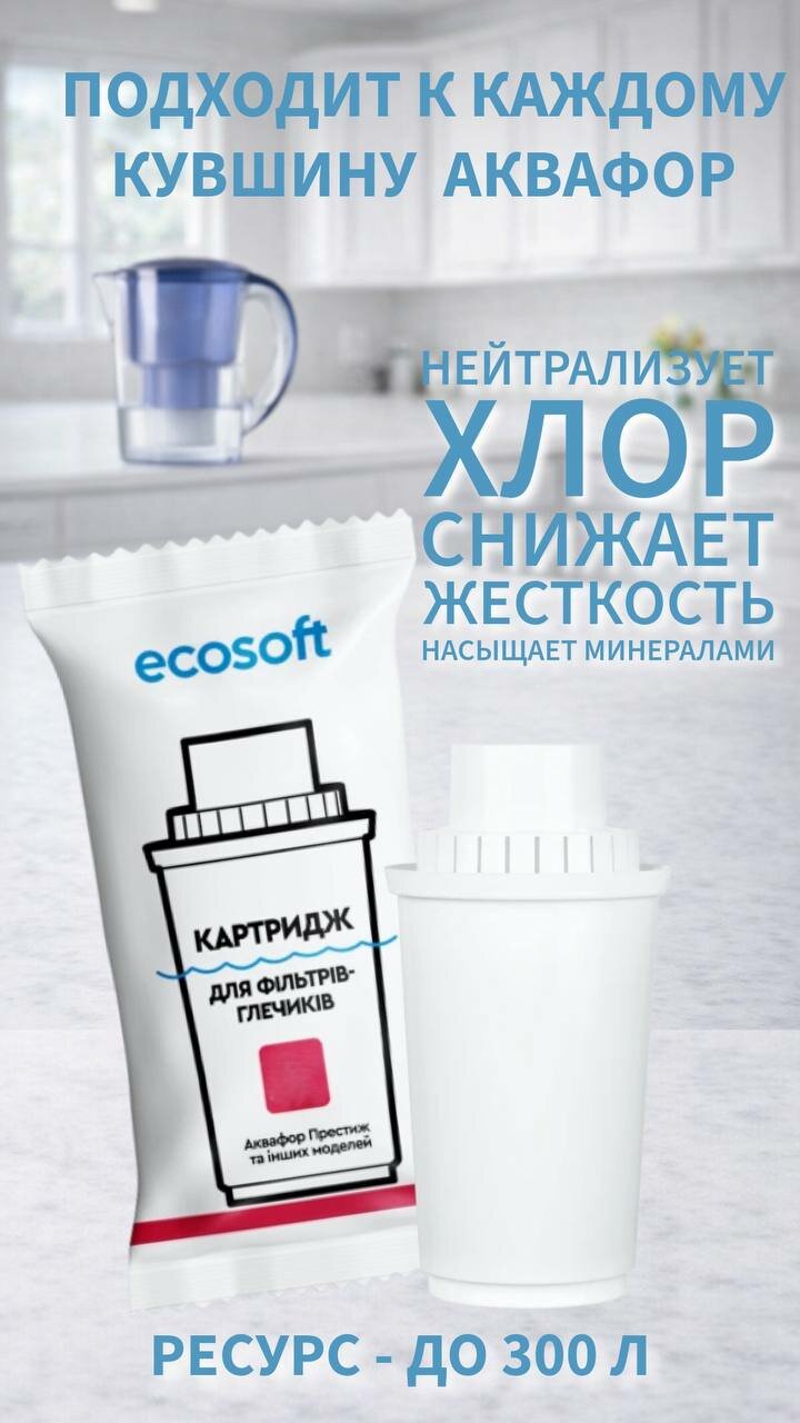 Сменный модуль для кувшинов Аквафор от хлора и жесткости, с минералами магния и кальция