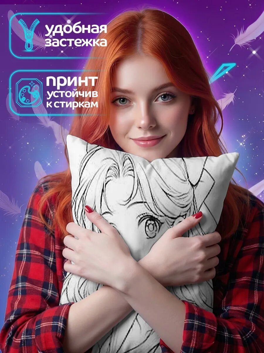 Подушка дакимакура Девушка с бантом — фото 1