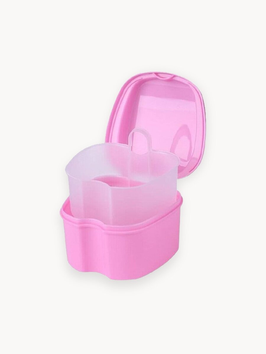 Стоматологический контейнер для зубных протезов, футляр для капы, элайнеров Lian Beauty Accessories, розовый