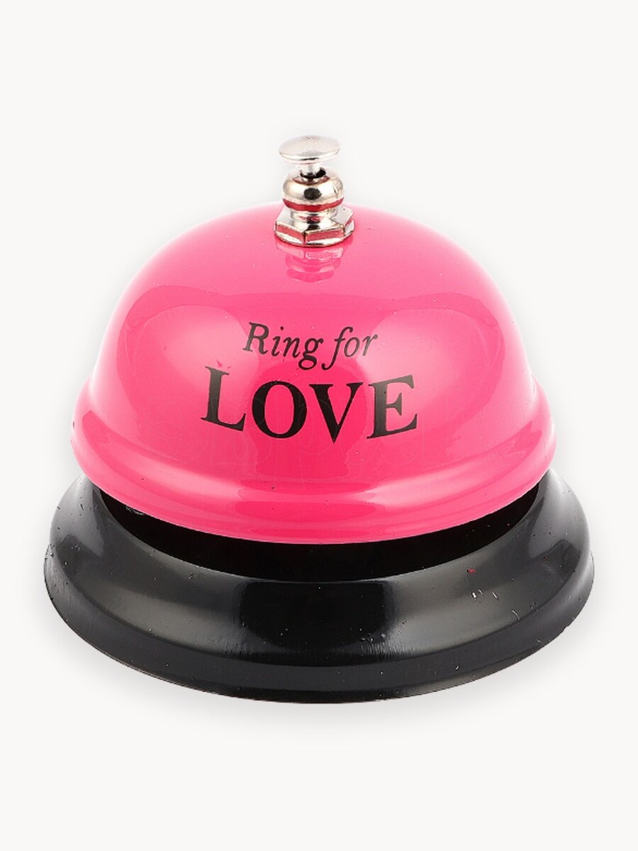 Звонок настольный металлический "Ring for Love" розовый, колокольчик с надписью, сувенирный, подарок с приколом