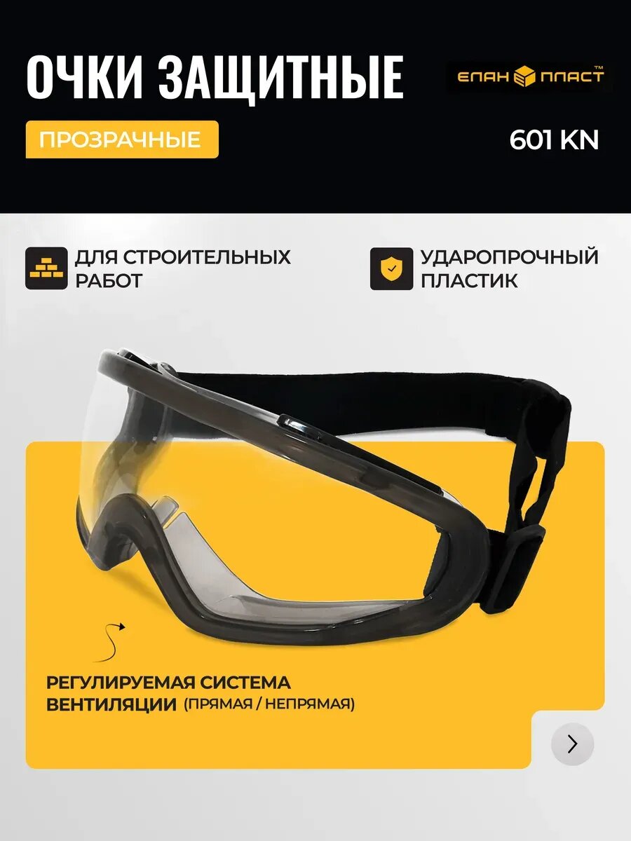 Очки защитные закрытые, прозрачные
