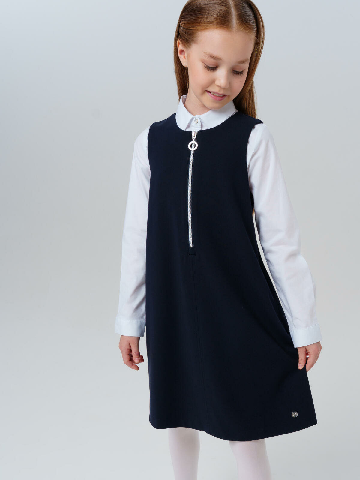 Школьный сарафан playToday размер 152 темно-синий