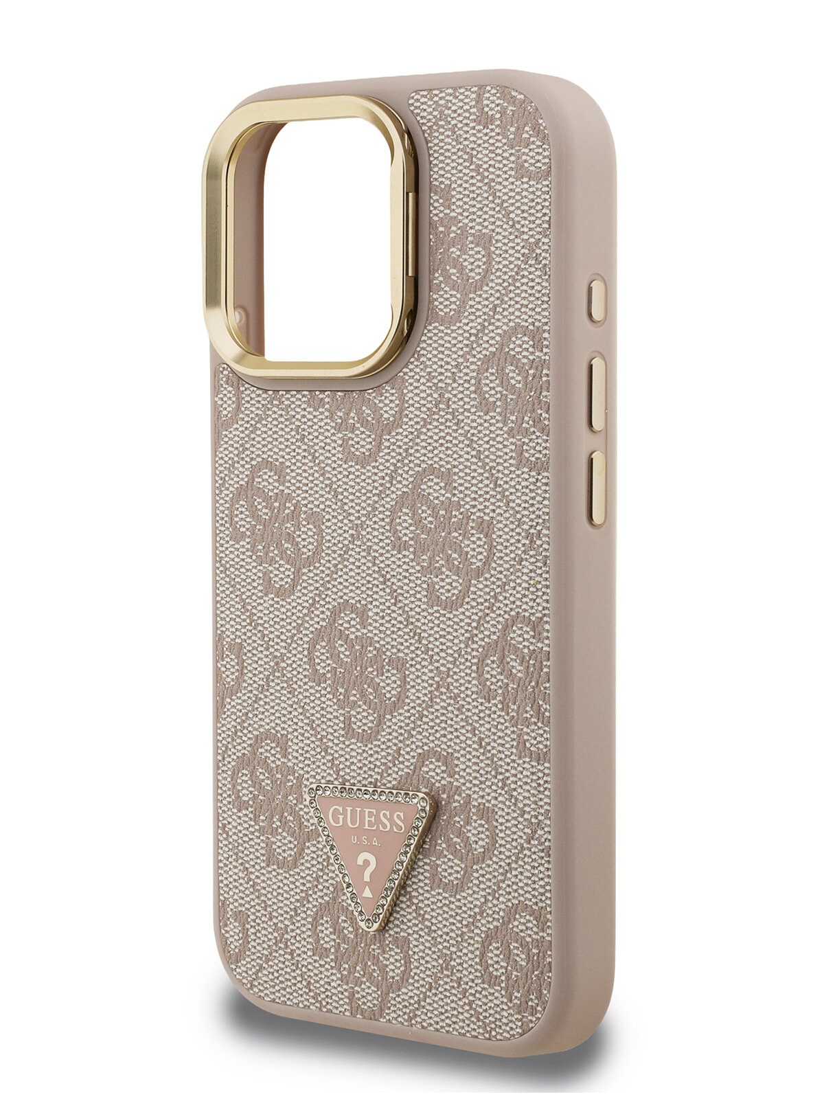 Чехол Guess для iPhone 16 Pro с магнитами MagSafe, из экокожи PU leather, розовый