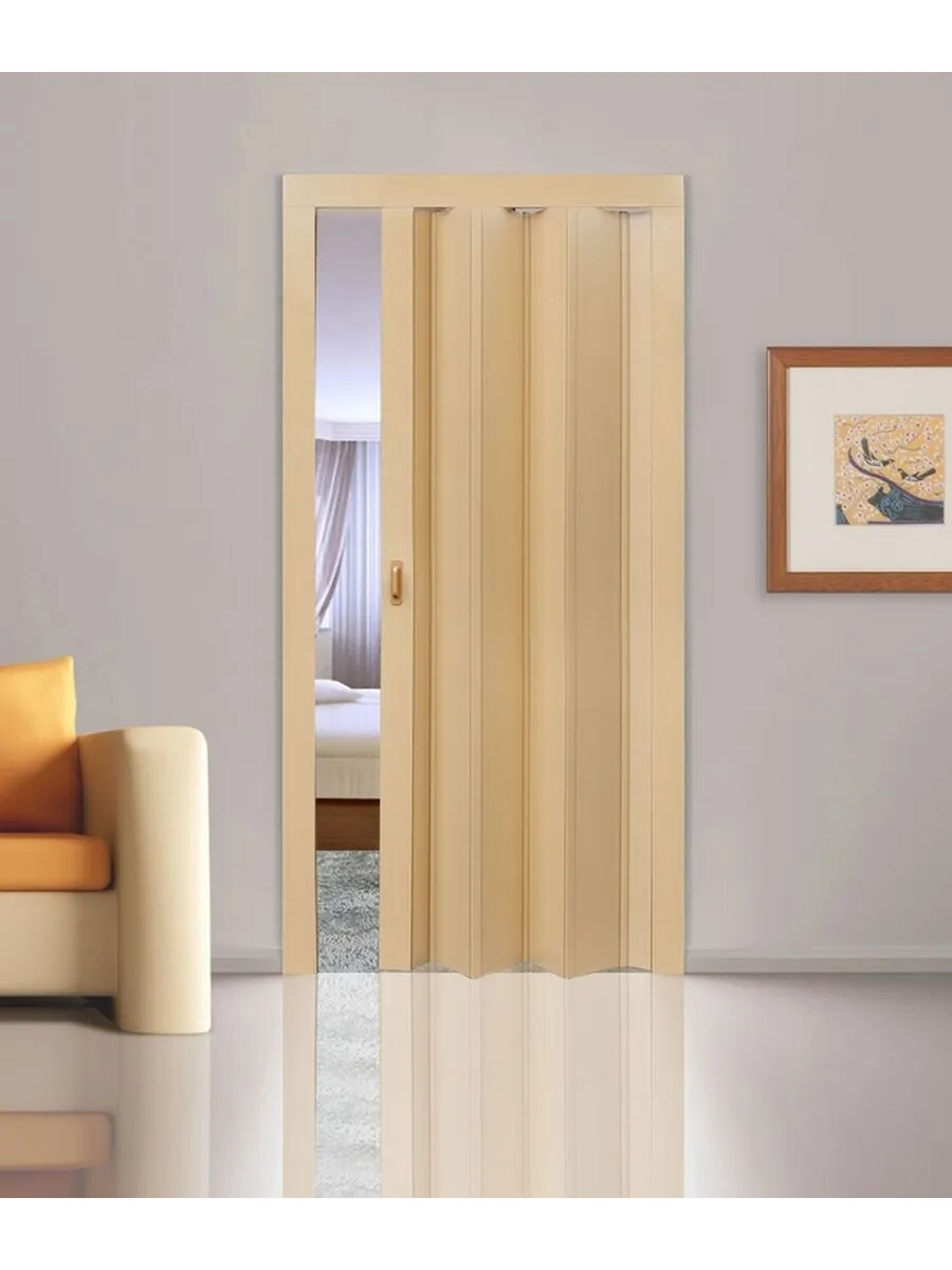 Межкомнатная раздвижная дверь гармошка RSP цвет Дуб Светлый