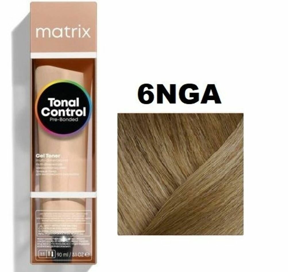 Matrix, Tonal Control Pre-Bonded, Гелевый тонер 6NGA Теплый блонд натуральный золотой пепельный 90 мл