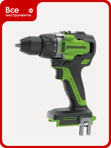 Изображение товара Аккумуляторная ударная дрель-шуруповер Greenworks 24V, 140 Нм, бесщеточная, без АКБ и ЗУ, работ