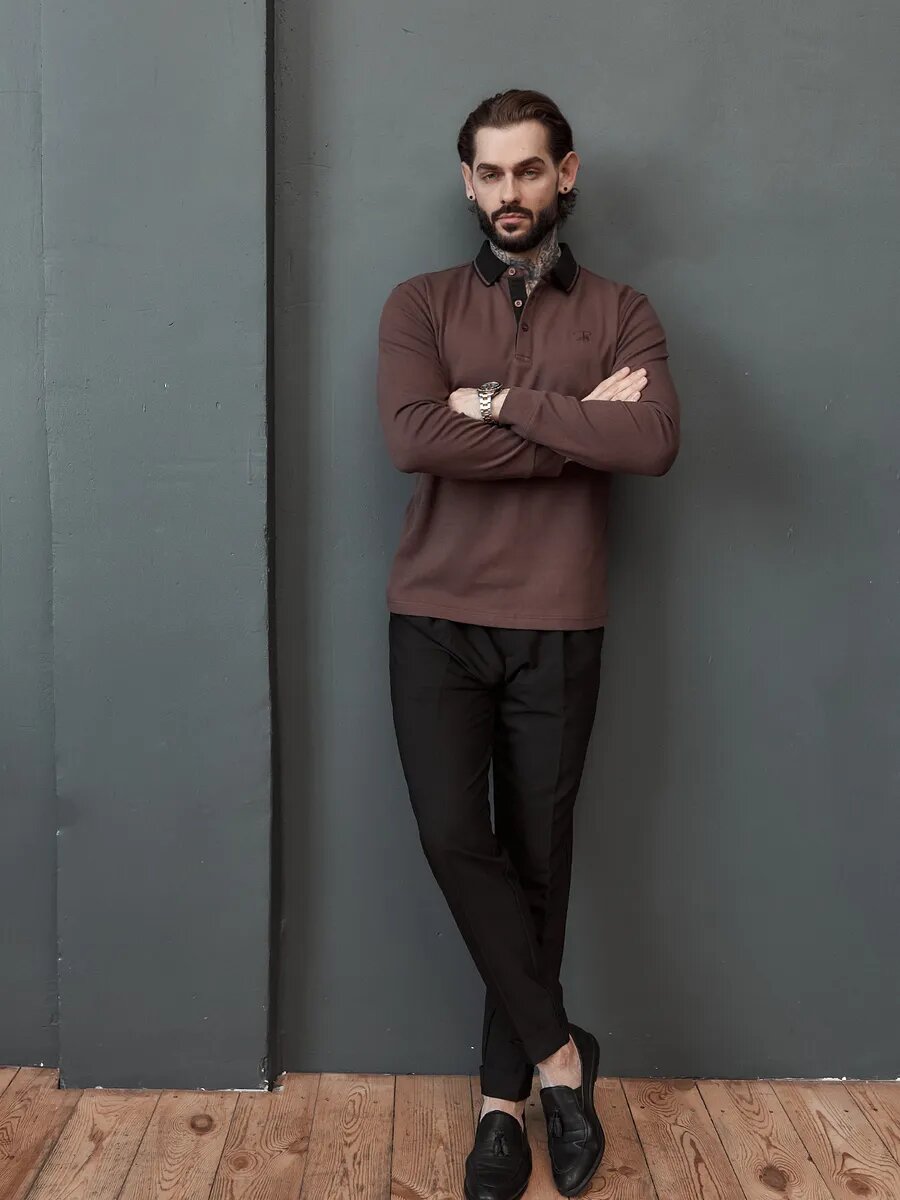 Поло PossRis, размер 52/XXL, коричневый — фото 1