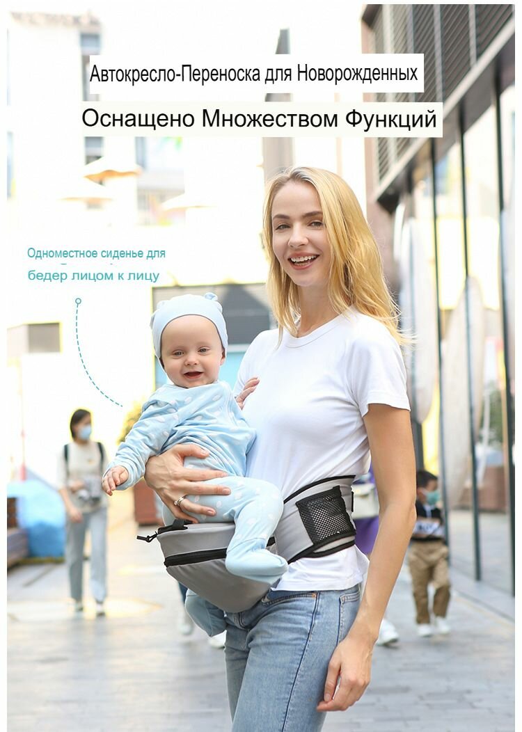 Детский рюкзак-кенгуру для путешествий. Трансформер кенгуру эргорюкзак для новорождённых от 2 мес. Серый