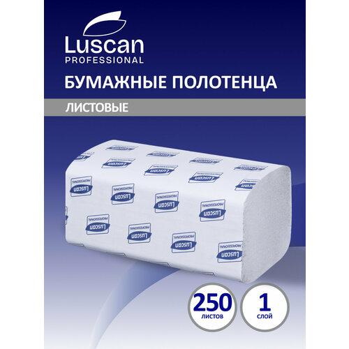 фото Полотенца бумажные luscan professional v-сложения однослойные 250 листов 250 лист., белый, без запаха