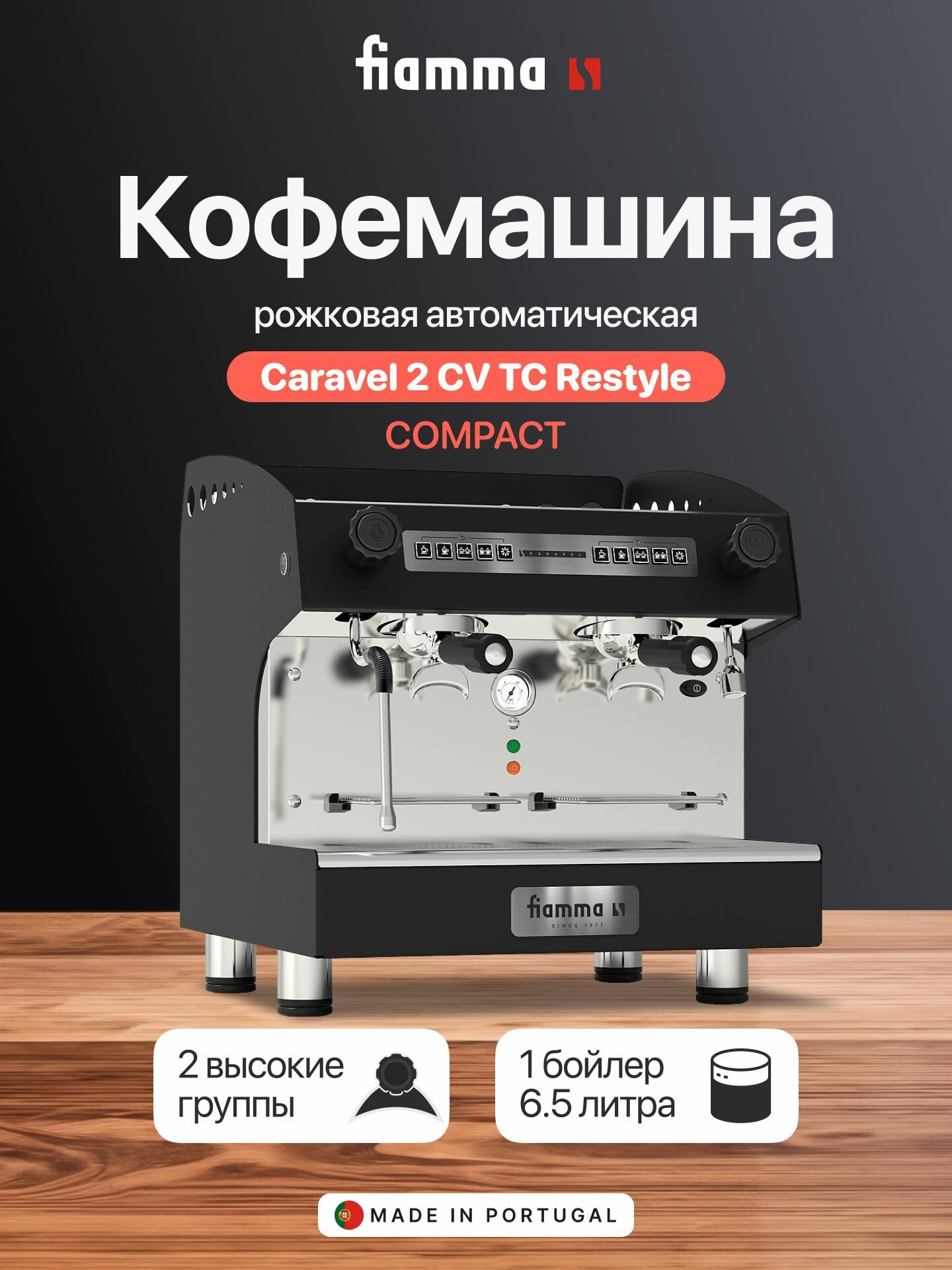 Кофемашина профессиональная рожковая Fiamma Caravel 2 CV Compact TC R автоматическая