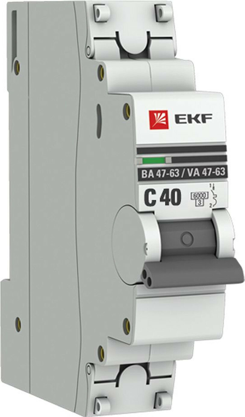 Автоматический выключатель EKF PROXIMA 1P 40A C IP20 монтаж на DIN-рейку
