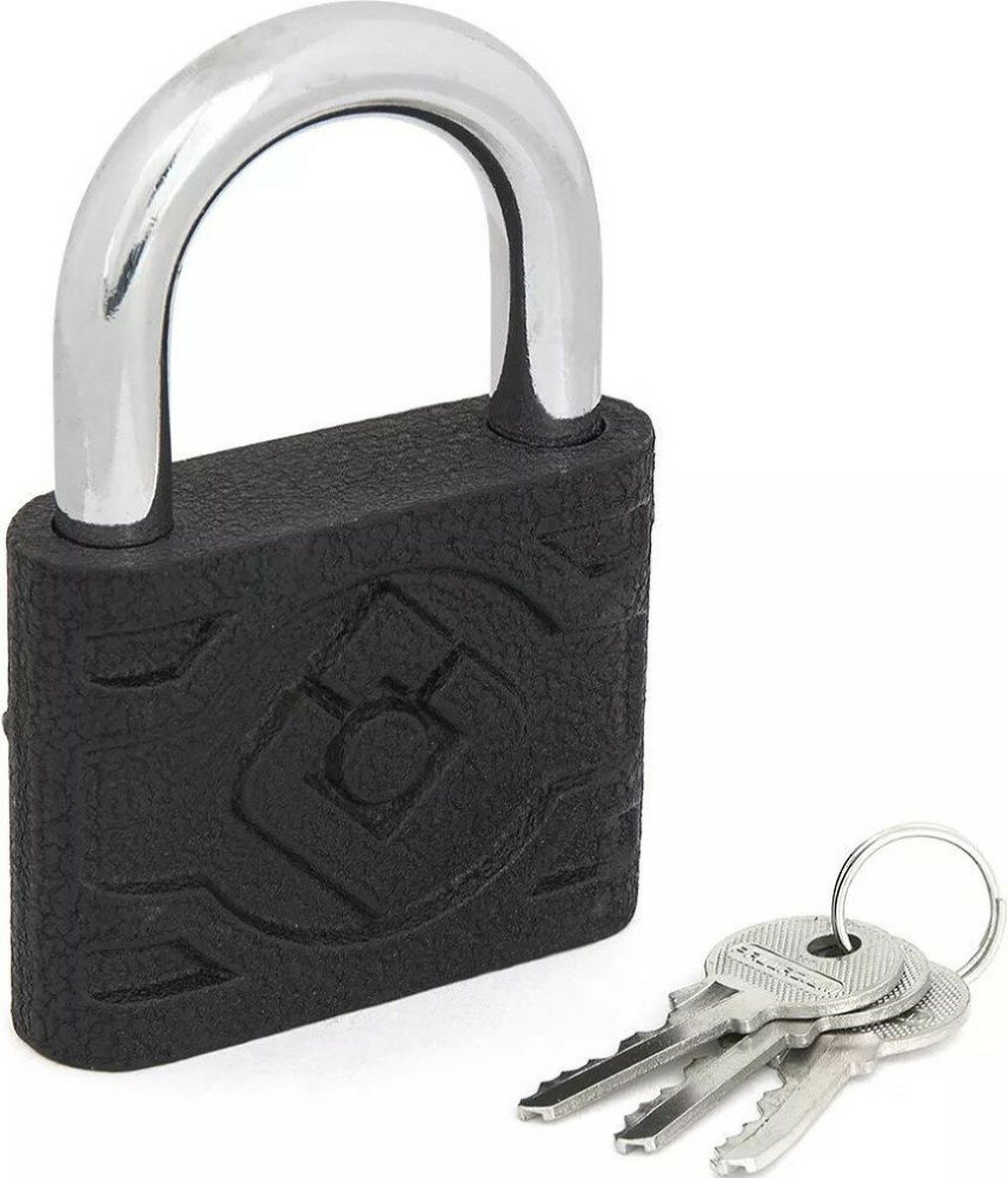 Замок навесной Palladium 303F-75 черный 3 ключа закаленная сталь