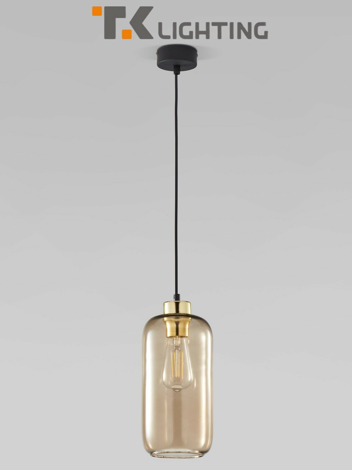 Подвесной светильник со стеклянным плафоном TK Lighting Marco 3314  E27  60 Вт  цвет янтарный