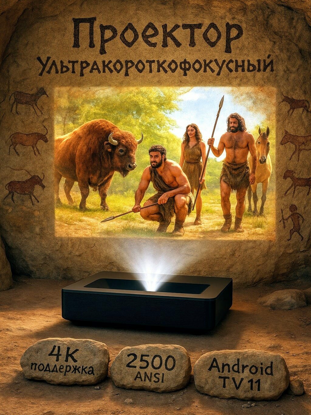 Ультракороткофокусный проектор CAIVVEI DLP-800USF