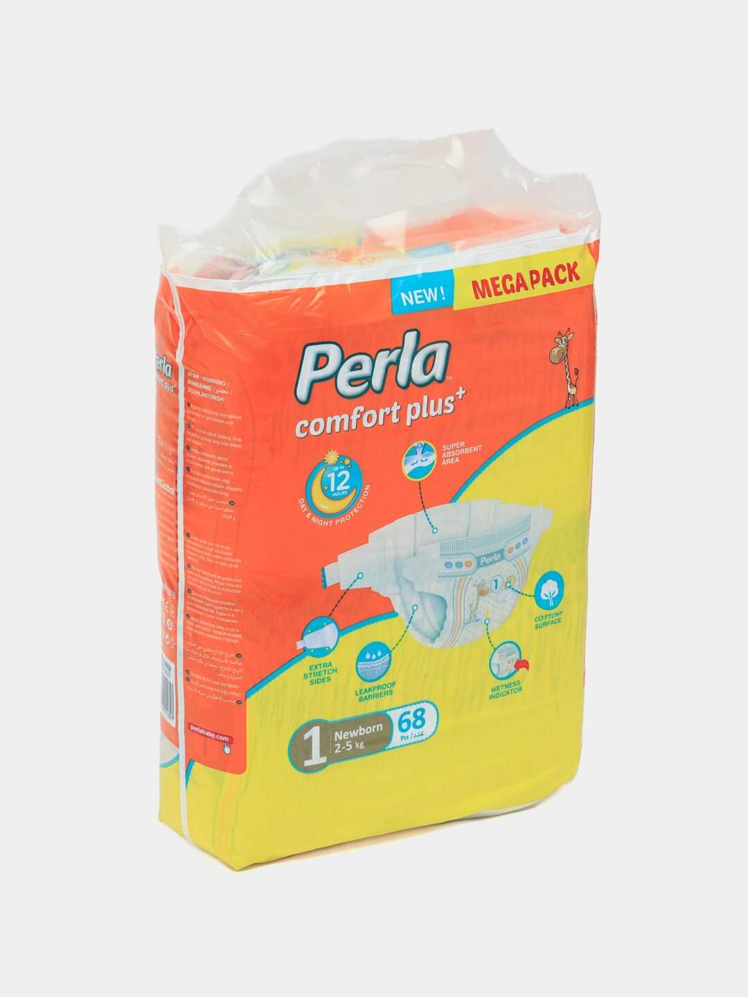Подгузники Perla Camfort Plus Mega Pack размер №1 для детей 2-5 кг, упаковка 68 штуки — фото 1