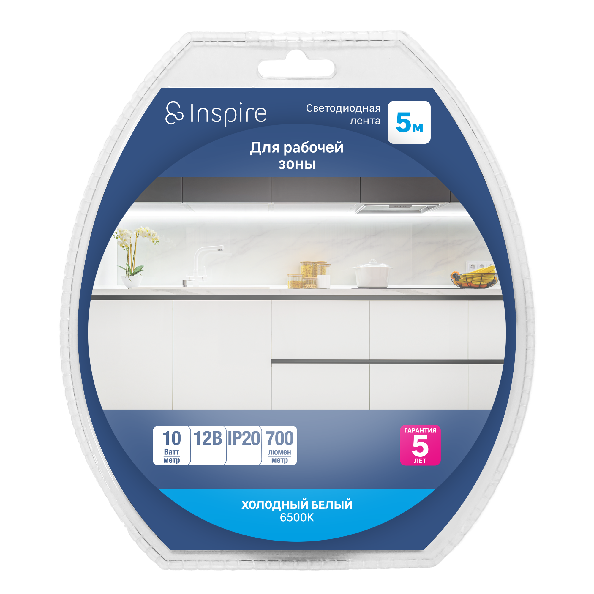 Светодиодная лента Inspire 330ПРЗ 60 диод/10 Вт/м 12 В 8 мм IP20 5 м холодный белый свет - фото №6