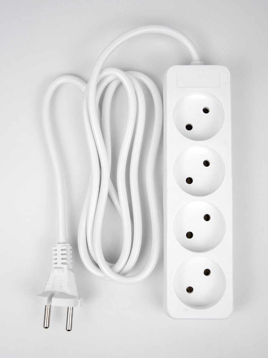 Удлинитель Extension Socket S-CD-4, 1.8 метра, белый, номинальный ток 10 А