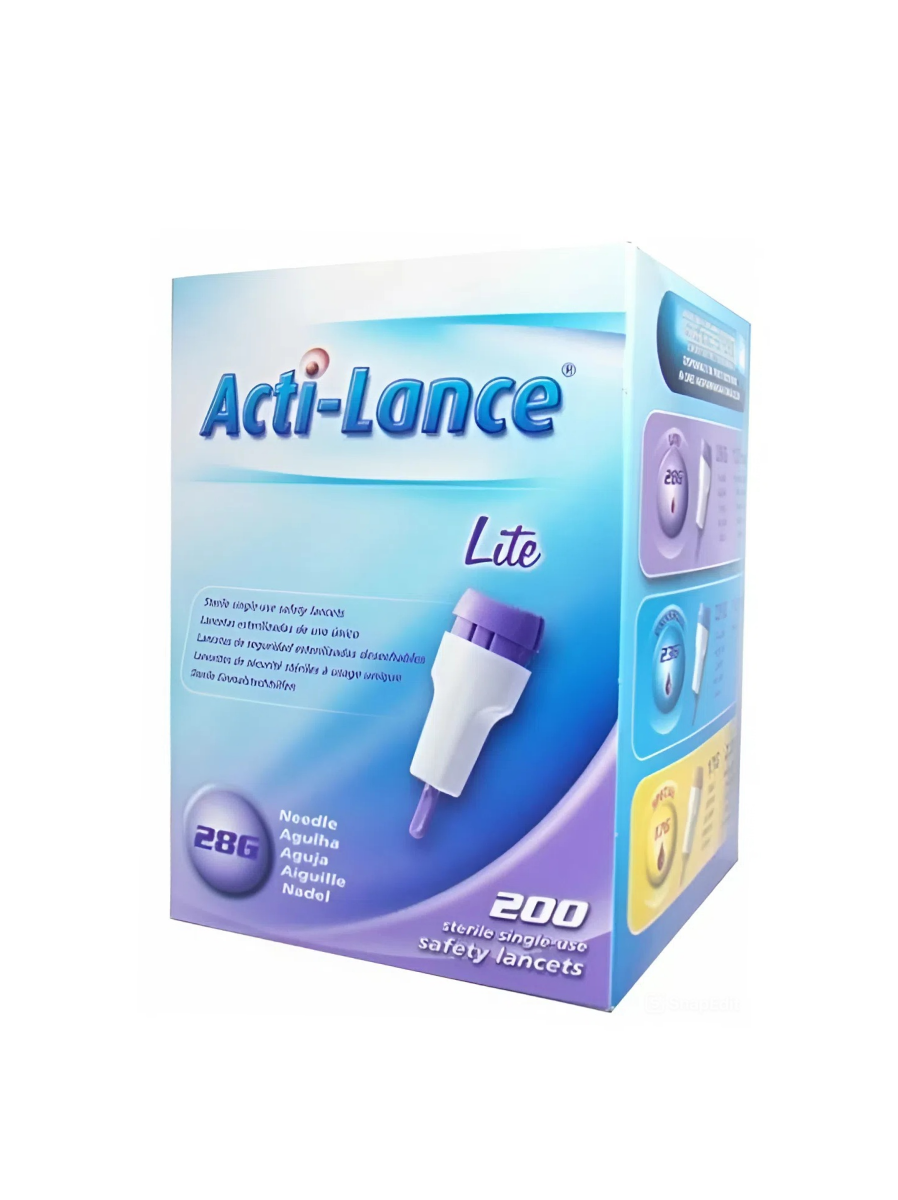 Ланцеты (Скарификаторы) Ланцеты Acti-lance Lite для капиллярного забора крови, 100 шт, глубина прокола 1,5 мм, фиолетовые