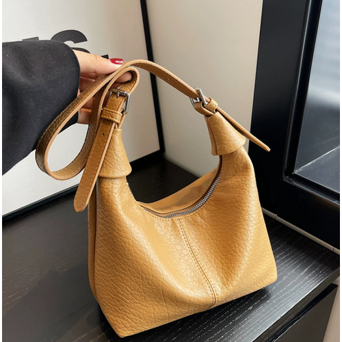 Сумка хобо ECS, фактура зернистая, под рептилию, коричневый