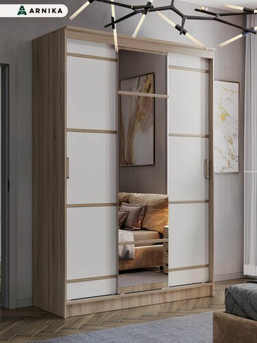 Изображение товара ARNIKA Шкаф-купе с зеркалом Сакура, 150х221,6х61 см, дуб сонома/белый
