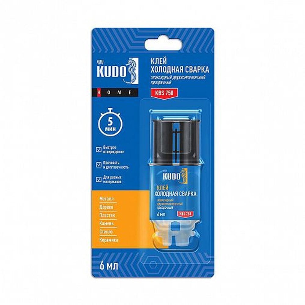 Клей эпоксидный Kudo Home KBS-750 двухкомпонентный 6 мл прозрачный