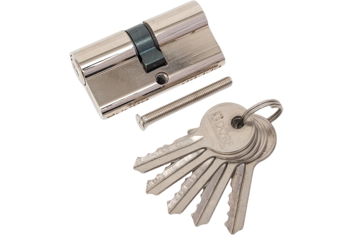 Цилиндр замка DORF ключ/ключ английский 5 ключей никель 30х30 DORF_60(30x30)_k_k