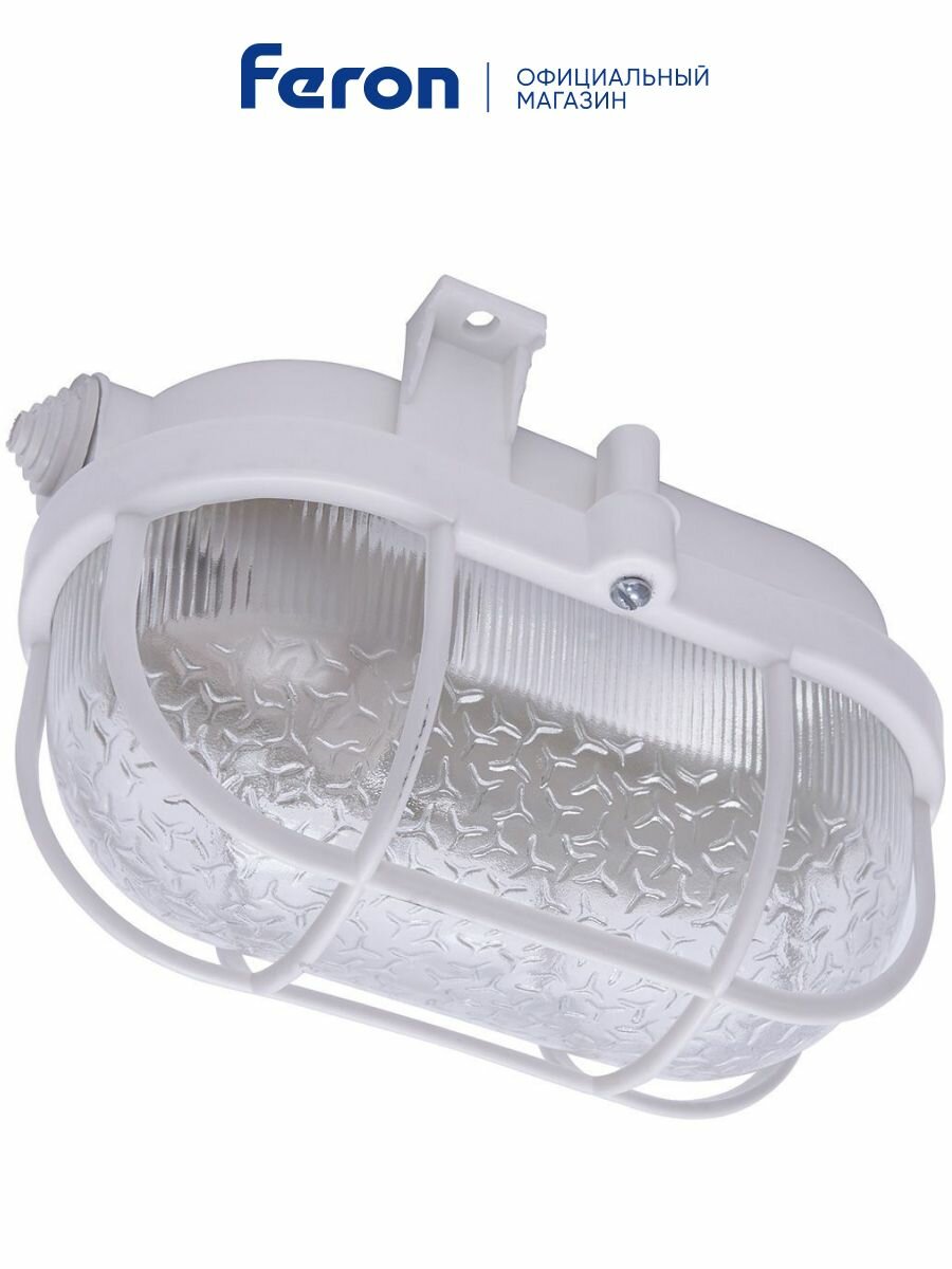 Светильник потолочный накладной Е27 60Вт IP54 овал Feron НБП 01-60-002 41404