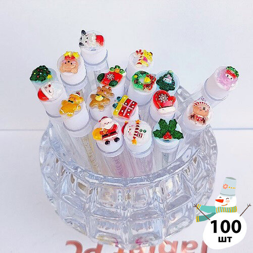 Набор щеточек для ресниц и бровей в колбе "новогодняя коллекция" 100шт